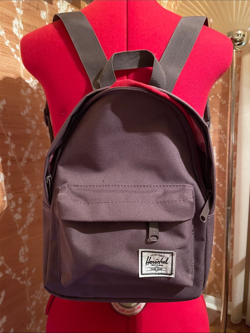 Herschel Supply Company Compact Plum Backpack with Gray Straps